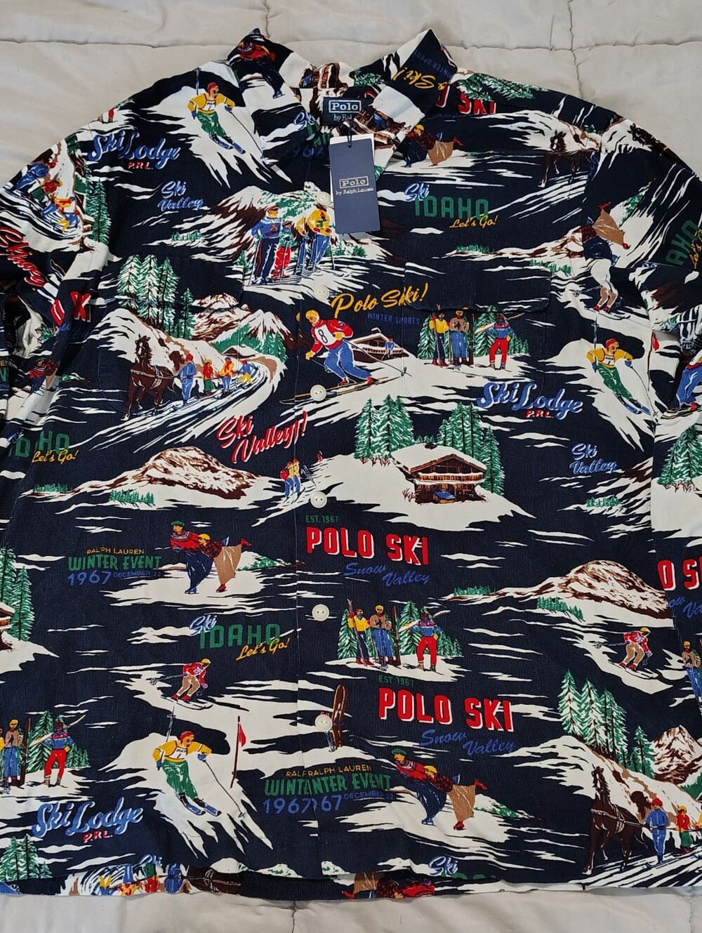 Polo Ralph Lauren Polo Ski Shirt Mens XL NWT Winter Resort All Over Print